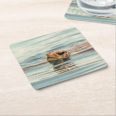 Kopf Oberhalb Wasser Schildkröte Ozean Wildlife Ar Rechteckiger Pappuntersetzer (angewinkelt)