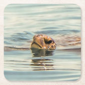 Kopf Oberhalb Wasser Schildkröte Ozean Wildlife Ar Rechteckiger Pappuntersetzer (Vorderseite)