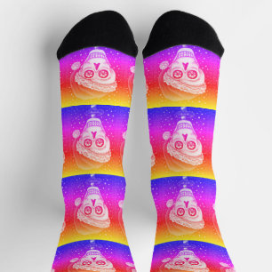 KOPF SANTA SKULL, CHRISTMAS SKELETON RAINBOW SOCKEN