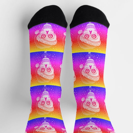 KOPF SANTA SKULL, CHRISTMAS SKELETON RAINBOW SOCKEN (Oben)