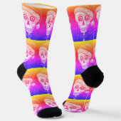 KOPF SANTA SKULL, CHRISTMAS SKELETON RAINBOW SOCKEN (Gewinkelt)