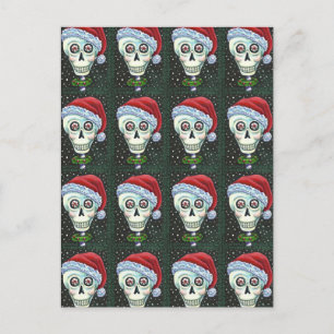 KOPF SANTA SKULL, CHRISTMAS SKELETON SPASS FEIERTAGSPOSTKARTE