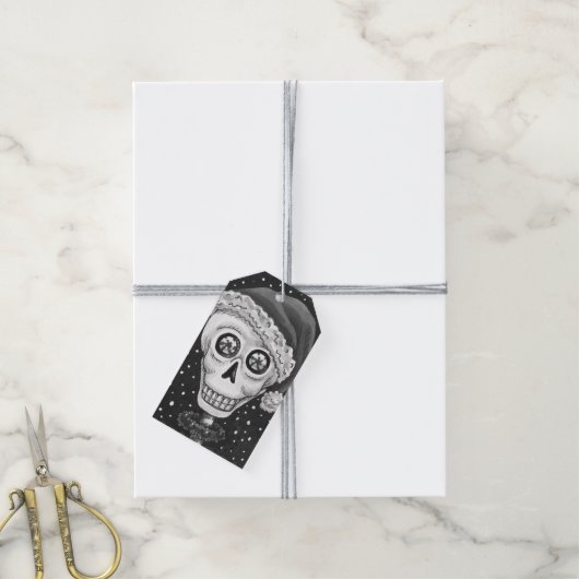 KOPF SANTA SKULL, CHRISTMAS SKELETON SPASS GESCHENKANHÄNGER (Mit Garn)