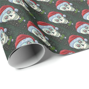 KOPF SANTA SKULL, CHRISTMAS SKELETON SPASS GESCHENKPAPIER