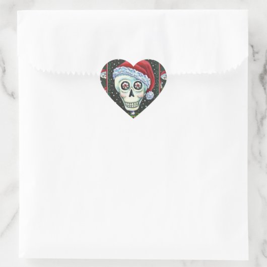KOPF SANTA SKULL, CHRISTMAS SKELETON SPASS Herz-Aufkleber (Tasche)