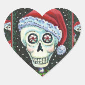 KOPF SANTA SKULL, CHRISTMAS SKELETON SPASS Herz-Aufkleber (Vorderseite)