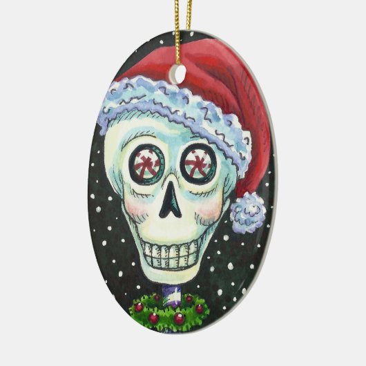 KOPF SANTA SKULL, CHRISTMAS SKELETON SPASS KERAMIK ORNAMENT (Links)
