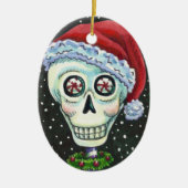 KOPF SANTA SKULL, CHRISTMAS SKELETON SPASS KERAMIK ORNAMENT (Vorne)