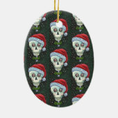 KOPF SANTA SKULL, CHRISTMAS SKELETON SPASS KERAMIK ORNAMENT (Hinten)