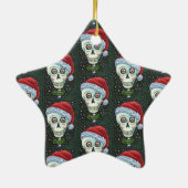 KOPF SANTA SKULL, CHRISTMAS SKELETON SPASS KERAMIK ORNAMENT (Hinten)