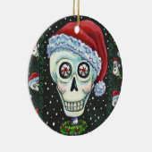 KOPF SANTA SKULL, CHRISTMAS SKELETON SPASS KERAMIK ORNAMENT (Rechts)