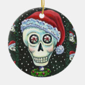 KOPF SANTA SKULL, CHRISTMAS SKELETON SPASS KERAMIK ORNAMENT (Vorne)