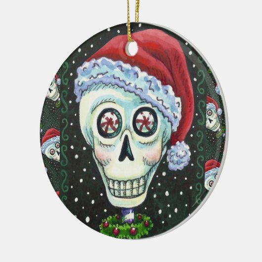 KOPF SANTA SKULL, CHRISTMAS SKELETON SPASS KERAMIK ORNAMENT (Links)