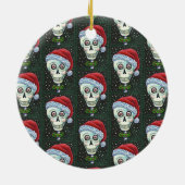 KOPF SANTA SKULL, CHRISTMAS SKELETON SPASS KERAMIK ORNAMENT (Hinten)
