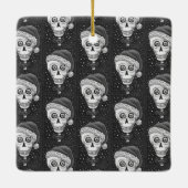KOPF SANTA SKULL, CHRISTMAS SKELETON SPASS KERAMIKORNAMENT (Rückseite)