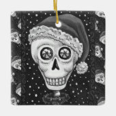KOPF SANTA SKULL, CHRISTMAS SKELETON SPASS KERAMIKORNAMENT (Vorderseite)