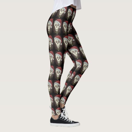 KOPF SANTA SKULL, CHRISTMAS SKELETON SPASS LEGGINGS (Rechts)