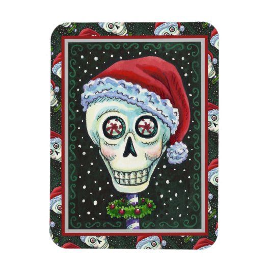 KOPF SANTA SKULL, CHRISTMAS SKELETON SPASS MAGNET (Vertikal)