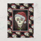 KOPF SANTA SKULL, CHRISTMAS SKELETON SPASS POSTKARTE (Vorderseite)