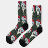 KOPF SANTA SKULL, CHRISTMAS SKELETON SPASS SOCKEN (Linkes Detail)