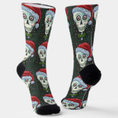 KOPF SANTA SKULL, CHRISTMAS SKELETON SPASS SOCKEN (Gewinkelt)