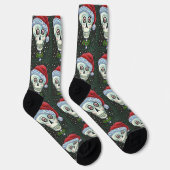 KOPF SANTA SKULL, CHRISTMAS SKELETON SPASS SOCKEN (Rechts)