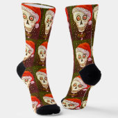 KOPF SANTA SKULL, CHRISTMAS SKELETON SPASS SOCKEN (Gewinkelt)