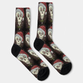 KOPF SANTA SKULL, CHRISTMAS SKELETON SPASS SOCKEN (Rechts)