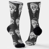 KOPF SANTA SKULL, CHRISTMAS SKELETON SPASS SOCKEN (Gewinkelt)