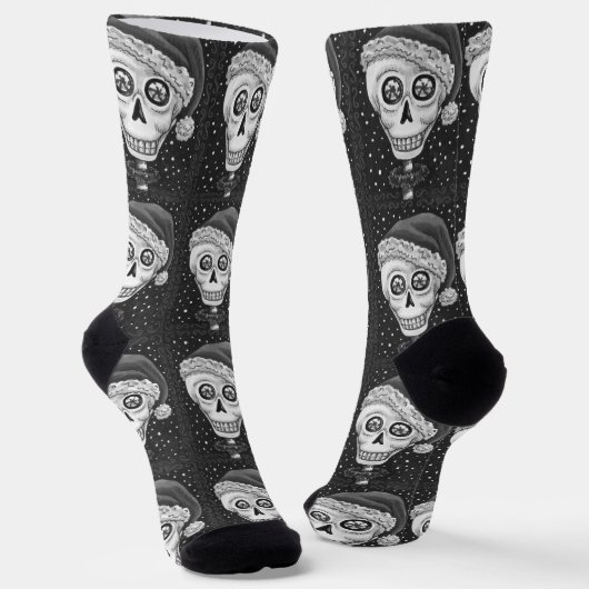 KOPF SANTA SKULL, CHRISTMAS SKELETON SPASS SOCKEN (Gewinkelt)