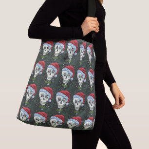 KOPF SANTA SKULL, CHRISTMAS SKELETON SPASS TRAGETASCHEN MIT LANGEN TRÄGERN