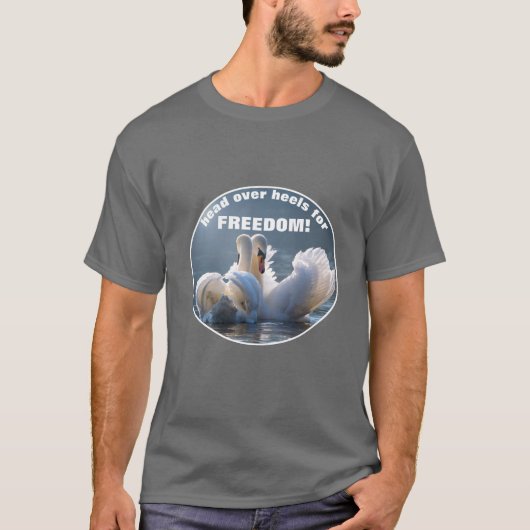 Kopf über Heels - T - Shirt Schwäne (v2 dunkel) (Vorderseite)