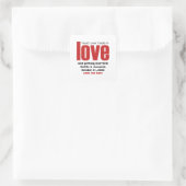 Kopf über Heelse Save the Date Aufkleber, rot Quadratischer Aufkleber (Tasche)