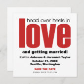 Kopf über Heelse Save the Date einladen, rot Einladung (Vorne/Hinten)