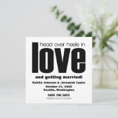 Kopf über Heelse Save the Date einladen, schwarz Einladung (Stehend Vorderseite)