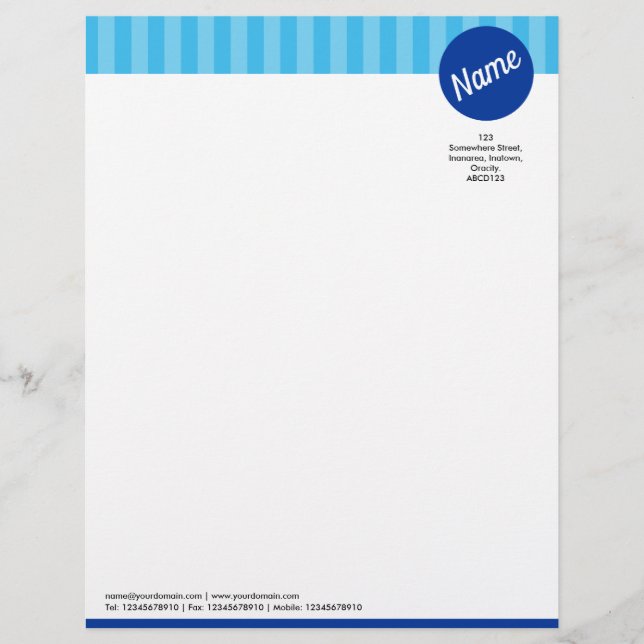 Kopf und Kreis - Streifen - Farbtöne Briefbogen (Vorderseite)