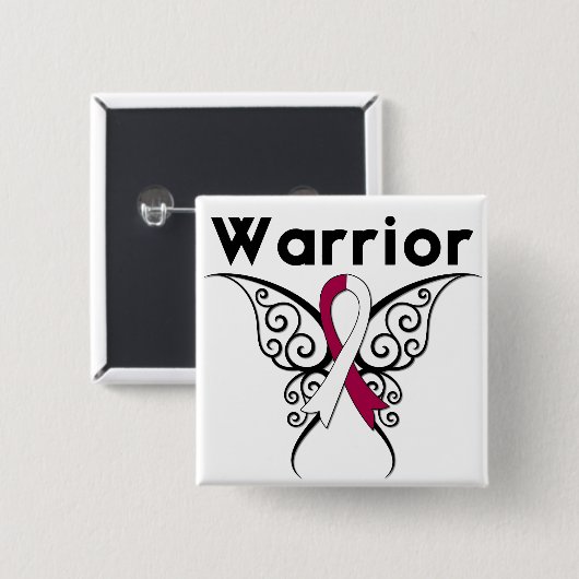Kopf-und Nackenkrebs-Krieger-Stammesschmetterling Button (Vorne & Hinten)