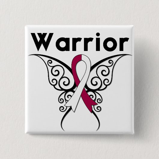 Kopf-und Nackenkrebs-Krieger-Stammesschmetterling Button (Vorderseite)