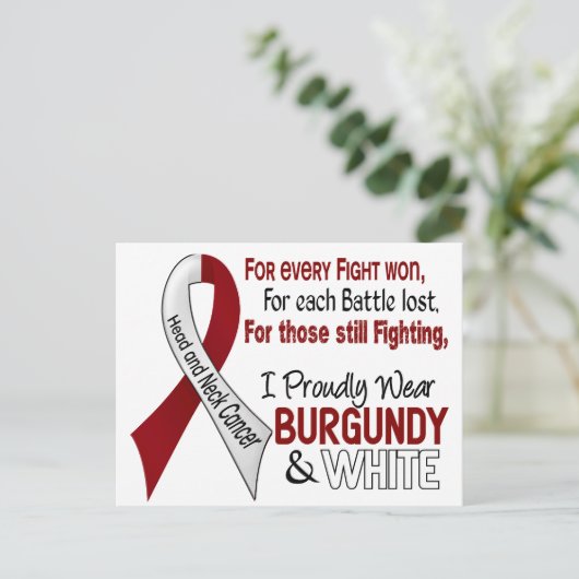 Kopf-und Neckenkrebs Ich trage stolz Burgundy Whit Postkarte (Stehend Vorderseite)