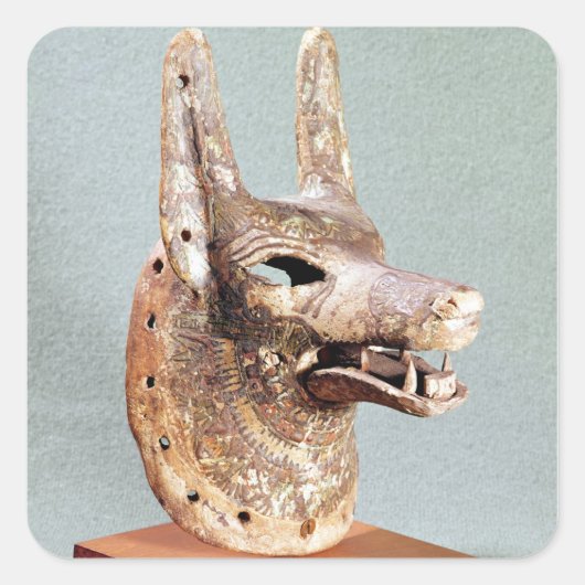 Kopf von Anubis, mit aufklappbarem Kiefer Quadratischer Aufkleber (Vorderseite)