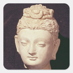 Kopf von einem Buddha, Greco-Buddhistische Art Quadratischer Aufkleber