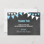 Kopfbrett DANK YOU Blue White Boy Babydusche Einladung (Vorderseite)