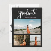 Kopfbrett | Graduate Script Rustic Grad Foto Einladungspostkarte (Vorne/Hinten)