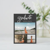 Kopfbrett | Graduate Script Rustic Grad Foto Einladungspostkarte (Stehend Vorderseite)