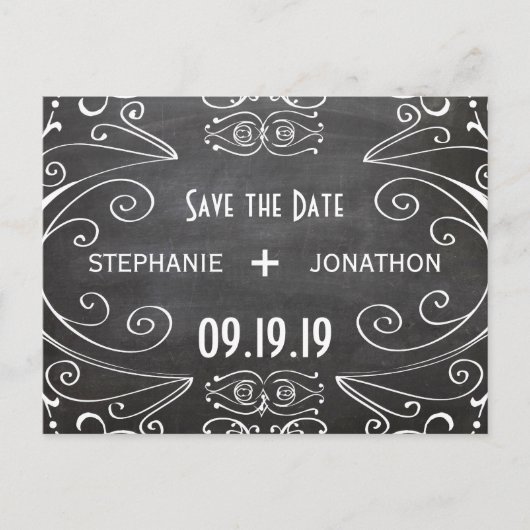 Kopfbrett Save the Date Vintag Ankündigungspostkarte (Vorderseite)