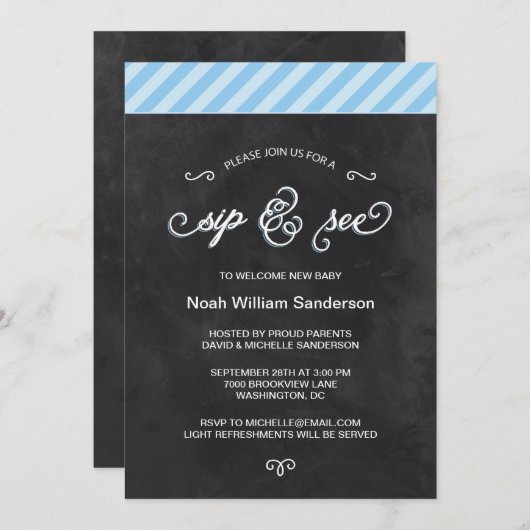 Kopfbrett Sip and See Einladung (Vorne/Hinten)