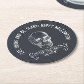 Kopfbrett Skull Personalisiertes Halloween-Party Runder Pappuntersetzer (Angewinkelt)