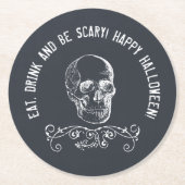 Kopfbrett Skull Personalisiertes Halloween-Party Runder Pappuntersetzer (Vorderseite)