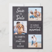 Kopfbrettchen-Hund Hochzeitfoto-Collage Save The Date (Vorderseite)