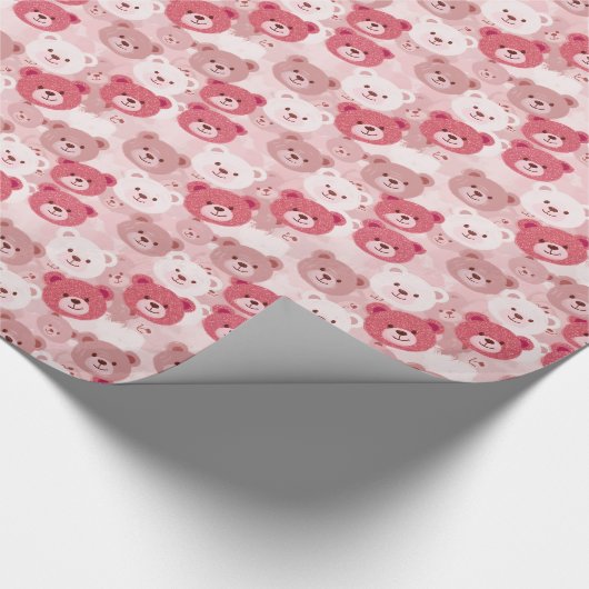 Köpfe aus rosa Bären | Geschenkpapier (Ecke)